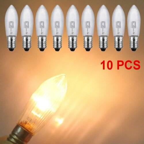 10pcs/pack E10 LED Candle Light Replacement Lamp Bulbs for Light Chains 10V-55V AC for Bathroom Kitchen Home Lamps Bulb Decors