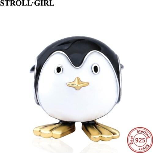 100% 925 Sterling Silver Lovely Animal Penguin Charm Beads Fit Authentic European Bracelet Pendant Original Diy Jewelry Gift