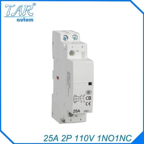 25A 2P 1NO 1NC 110V Modulus of household AC mini contactor,home contactor, Hotel Restaurant modular contactor