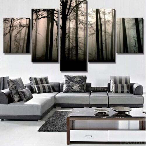 5pcs 5D Diy Diamond Painting Diamond Black and White Forest Embroidery Full Square Display Rhinestones Pictures by numberZP-1665