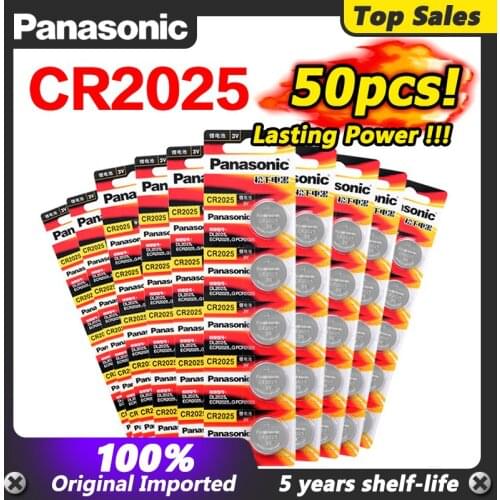 50pcs original brand for PANASONIC cr2025 ECR2025 BR2025 DL2025 KCR2025 LM2025 3v button cell coin lithium batteries for watch