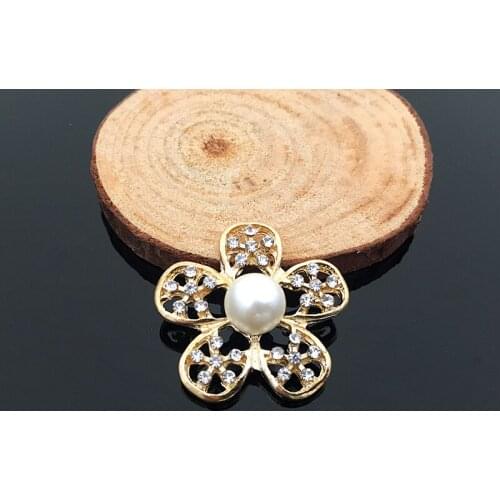 50pcs Pearl Flower Crystal stones strass Flatback Rhinestone Applique Buckle Button Earring Garment Decor Hairpin Hiar Clip Art