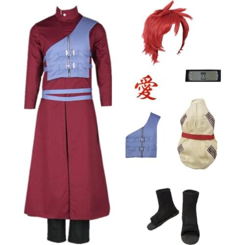 Anime cosplay Shippuden Gaara Cosplay Costume Red Coat Tailor Made Blue vest Halloween costumes comic cosplay