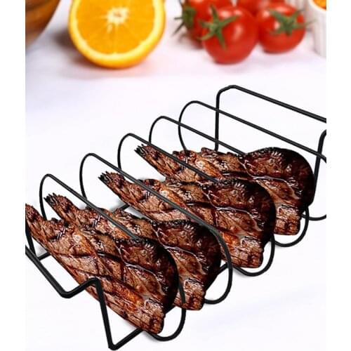 Non-Stick Rib Racks Shelf Stainless Steel BBQ Rack For Gas Smoker Charcoal Grill Oven Roaster Stand Chicken Rib Holder