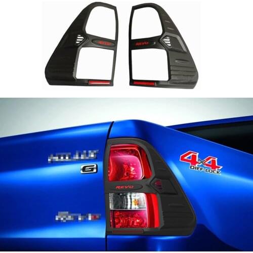 Car Exterior Rear Lamp Hoods Black Matte Tail Light Decoration Cover Fit For Toyota Hilux REVO 2015 2016 2017 2018 2019 2020