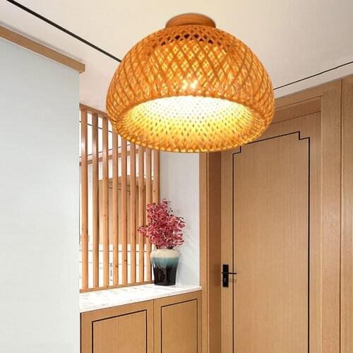 Chinese Style Bamboo Lamp American Style Simple Living Room Porch Corridor Aisle Table Lamp Round Creative ceiling lights