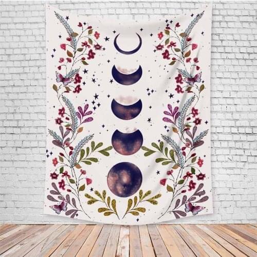 White Purple Moon Tapestry Wall Hanging Hippie Tapestry Wall Cloth Blanket Wall Carpet Farmhouse Decoration Psychedelic Tapestry
