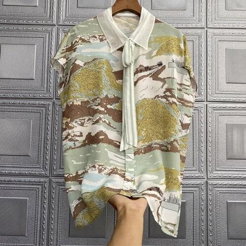 Blouse T Shirt Ladies Tops Women Summer Autumn Spring Printed Mulberry Silk Top Shirt
