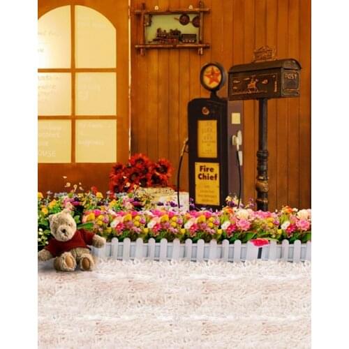 5x7ft Wooden Wall Flowers Photography Backdrops Photo Props Studio Background