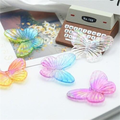 Julie Wang 10PCS Acrylic Butterfly Charms Mixed Color Translucent Colorful Insect Pendant Jewelry Making Accessory Decor