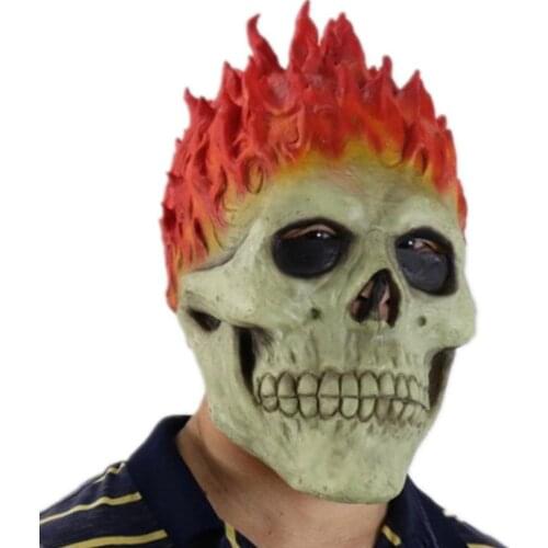 Halloween Horror Decoration Full Face Skull Mask/Helmet 2021 Creative Funny Unisex Adults Scary Flame Skeleton Masque Halloween