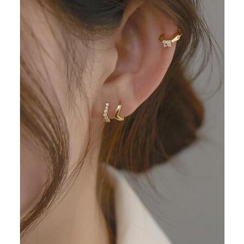 Korean Fashion Cartilage Earring For Women Retro Simple Small Screw Back Stud Helix Tragus Conch Rook Lobe Piercing Jewelry Gift