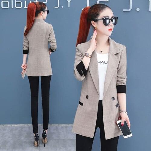 Suit Jacket Ladies 2020 New Style Spring Clothes Fashion Slim Patchwork Long Sleeve Blazer Coat Tops Womens Clothing K670