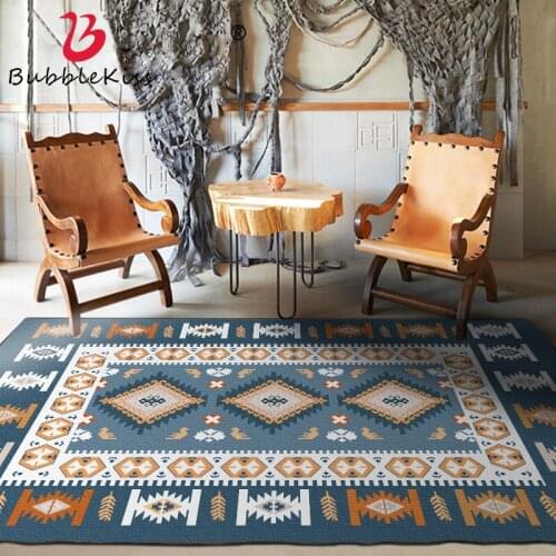 Bubble Kiss European Style Blue Geometric Pattern Carpet for Bedroom Home Super Soft Living Room Decor Rugs Anti-wrinkle Mat