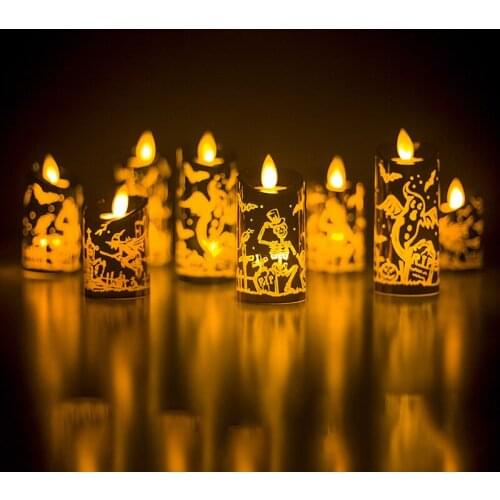 2020 Halloween Creative Flameless LED Candle battery Multicolor Lamp Simulation Flame pumpkin Light Wedding Birthday Party Decor