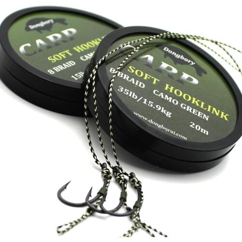 20m Carp Fishing Line Soft Hook Link Carp Hooklink Uncoated Braid Line for Hair Rig 15IB 25IB 35IB Carp Coarse Fishing Tackle