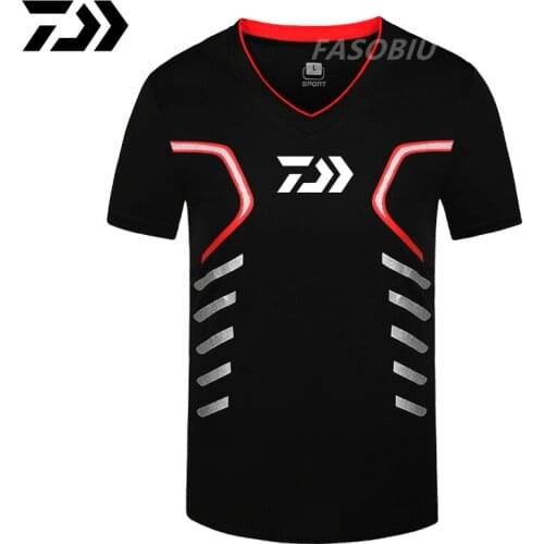 Summer Daiwa Outdoor Sport Mens Fishing Clothes Short-sleeved T-shirt Summer Quick Dry Plus Size Fishing T-shirt M-9XL