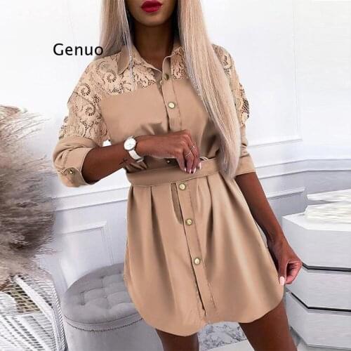 Summer Elegant Lace Cute Blouse Women Dress Shirt Long Sleeve Mini Solid Party Sexy Clubwear Blusa