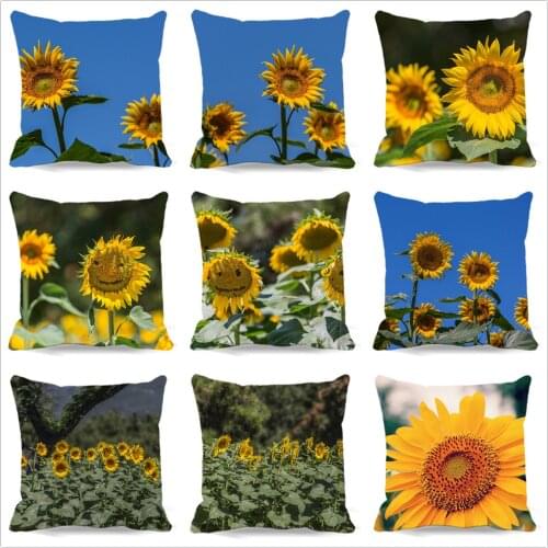 Fashion Vintage Sunflower Home Decorative Cotton Polyester Pillow Case Square Cushion Cover 5 size 9 style