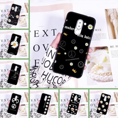 Soft Phone Case Silicone For Huawei Honor 6 5A 4X 5X 6X Daisy Flower Black Cool Back Cover For Huawei Honor 4C 5C 6A 6C Pro