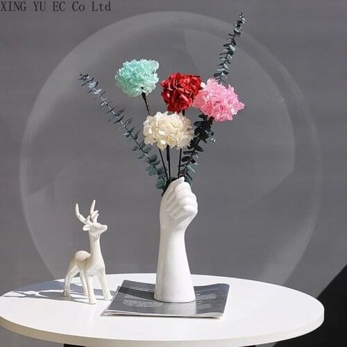 Nordic Hand-shaped Ceramic Vase Modern Minimalist Home Decoration Countertop Vase Flower Arrangement Hydroponic Ornaments