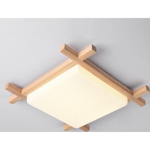 Nordic LED Wooden Ceiling Lights In Square Shape lamparas de techo For Bedroom Balcony Corridor Kitchen Lighting Fixtures