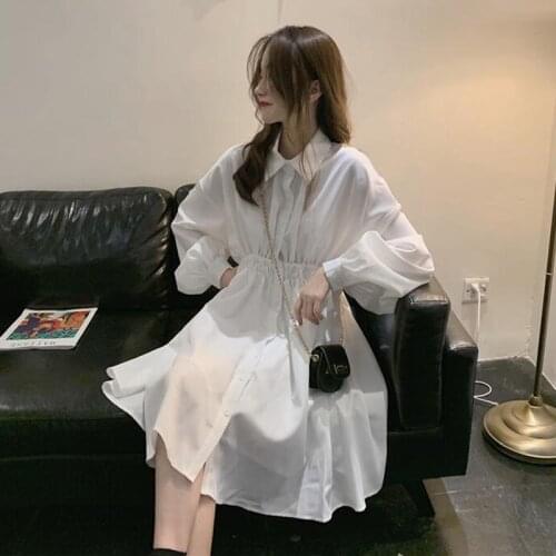 2020 New Korean Style Autumn Retro Waist Hugging Slim White Summer fairy dress tea party lolita dress sweet lolita doll