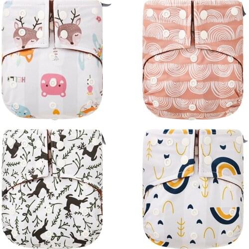New 1 Pcs Arrival Print Fralda Ecologica Coffee Fleece Inner Waterproof Cloth Diaper Waterproof &Breathable Pocket Cloth Diaper