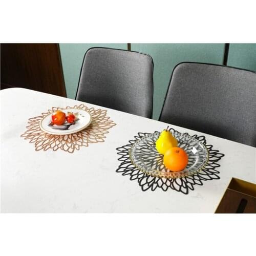 New Nordic ins wind bronzing insulation placemat hotel light luxury hollow table decoration coaster plate mat