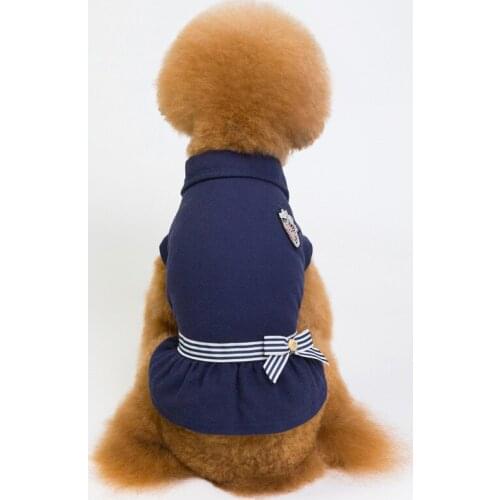 Dog Clothes for Small Dogs Fashion Dress for Chihuahua French Bulldog Navy Style Lapel Coat for Yorkshire Dog Costume Bow Tie XL