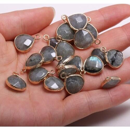 2Pcs Necklace Pendant Section Drop Shaped Flash Labradorite Pendant For Jewelry Making Necklace Handiwork Sewing Craft Accessory