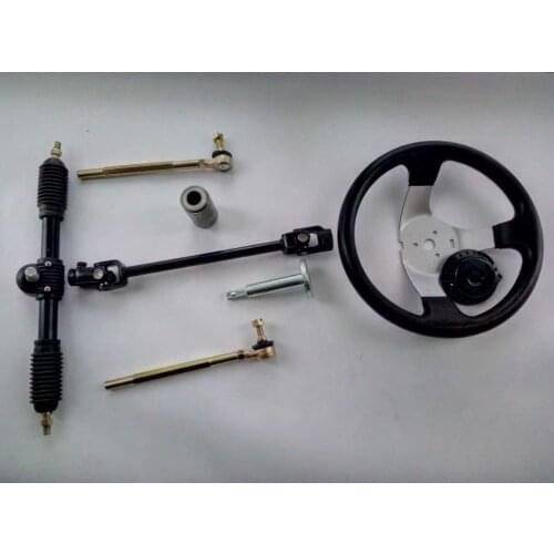GO KART KARTING ATV UTV Buggy 420MM Steering Gear Rack Pinion U Joint Tie Rod With 300MM Steering Wheel