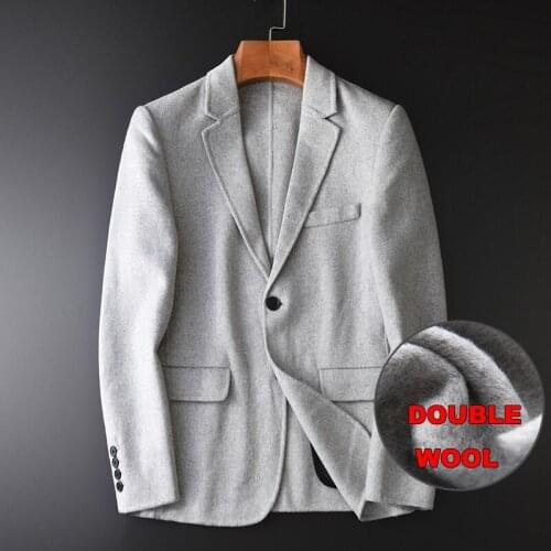 21C Grey Wool Mens Blazer Luxury Handwork Splicing Single Breasted Male Blazer Plus Size 4xl Autumn And Winter Man Blazers 4XL