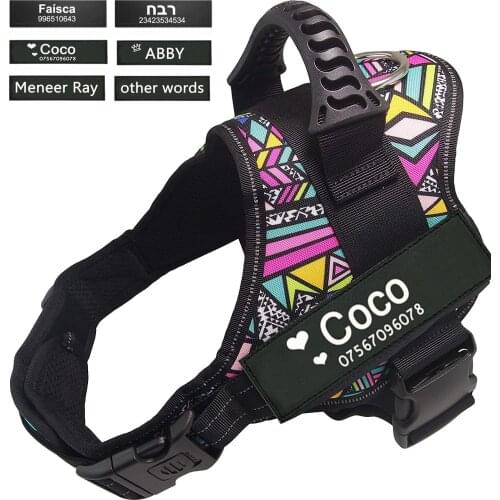 Dog Harness with Customizable Dog Harness Patch,Easy Control Handle and Adjustable,Personalized Patches with Hook Backing Name