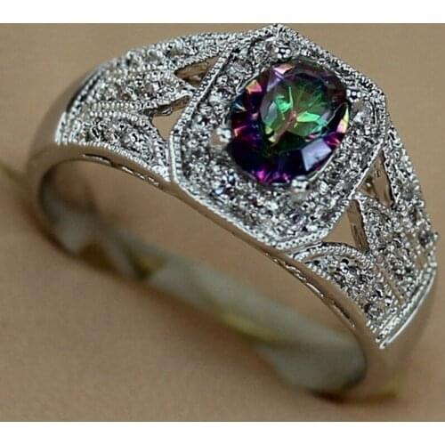 SHUNXUNZE luxury Vintage Engagement Wedding rings for women dropshipping Rainbow Cubic Zirconia Rhodium Plated R3293 size 7 8 9