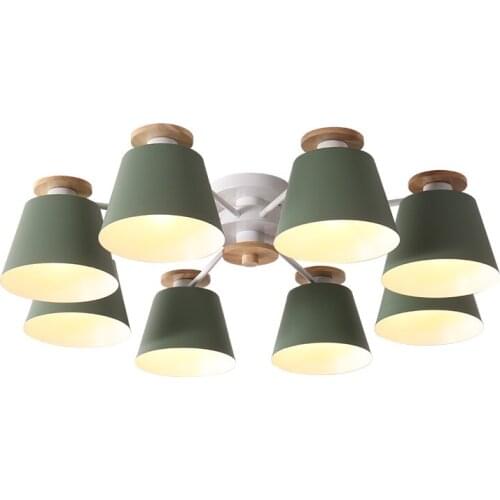 Modern Colorful Chandelier For Living Room LED Ceiling Lustre Wooden Hanging Lamp 3 6 8 Arms Bedroom Kitchen Lighting MJ1114
