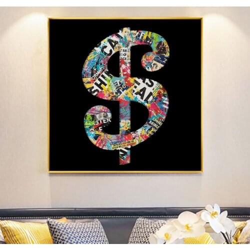 Modern Dollar Money Graffiti Art Canvas Painting Abstract Wall Art Posters and Prints Canvas Picture for Living Room Home Decor