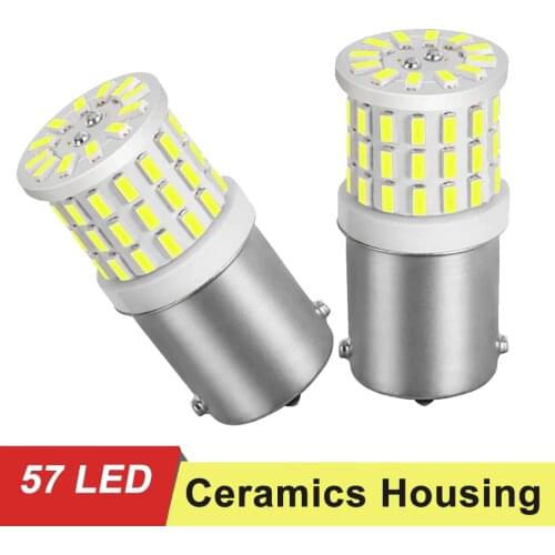10PCS Super Bright 1156 P21W BA15S 1157 P21/5W BAY15D LED Car Lights Reserve Lamps Auto Brake Bulb car Signal light 12V White