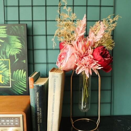 Dried Artificial Flower Rose Bouquet Table Flower Centerpiece for Home Party Wedding Decor