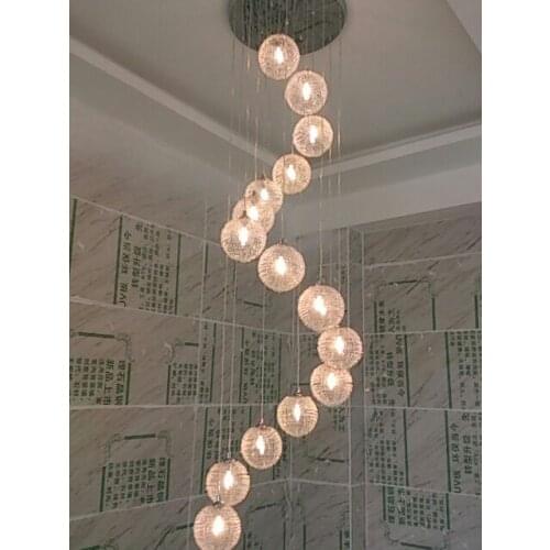 LED lamps Pendant Lights Stairs lights rotary staircase lights creative restaurant glass spherical duplex villa staircase FG38