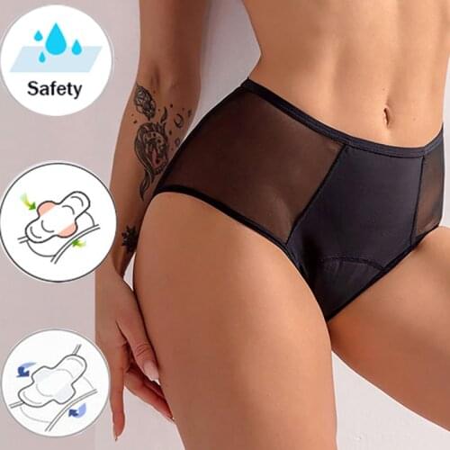 Dropshipping Menstrual Panties Women Back Mesh Leak Proof Period Panties Sexy Underwear Women Bragas Menstruales Absorbentes