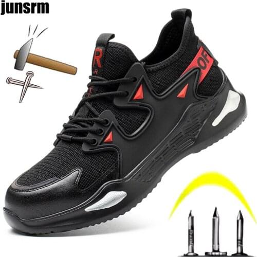 Safety shoes breathable lightweight mens womens protective shoes steel toe caps are not afraid of puncture sports work boots