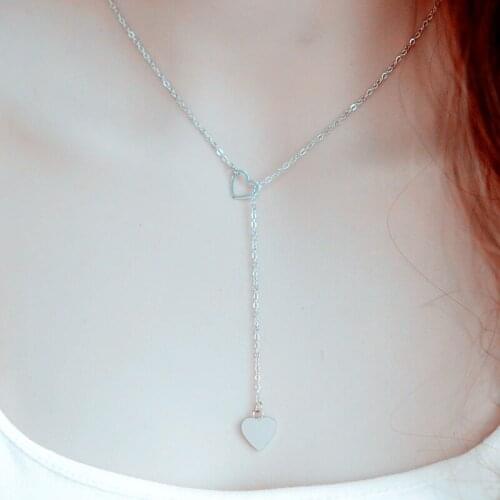 Women Lady Necklace Heart Shaped Pendant Chain Decoration Elegant Jewelry Gifts XIN-Shipping