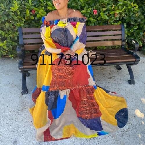 4XL 5XL Plus Size African Women Printing Dress 2021 Summer African Women Plus Size Polyester Dress African Dresses for Women