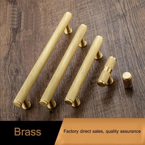 Gold Knurled/textured Simple Kitchen Cabinet Knobs And Handles Drawer Pulls Bedroom Knobs Brass T Bar Cabinet Hardware