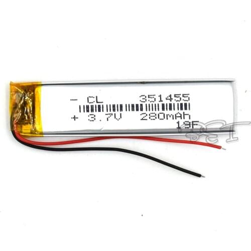 10Pcs 3.7V Polymer Lithium Battery 351455 Rechargeable Li-ion Cell 280mAh For MP5 Navigator GPS MP3 MP4 Ebook Speaker Camera