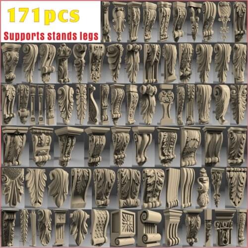 171 pcs 3D STL Model Supports stands legs for CNC 4 AXLE Engraver Carvingbed Relief for CNC Router Aspire Artcam _ decor