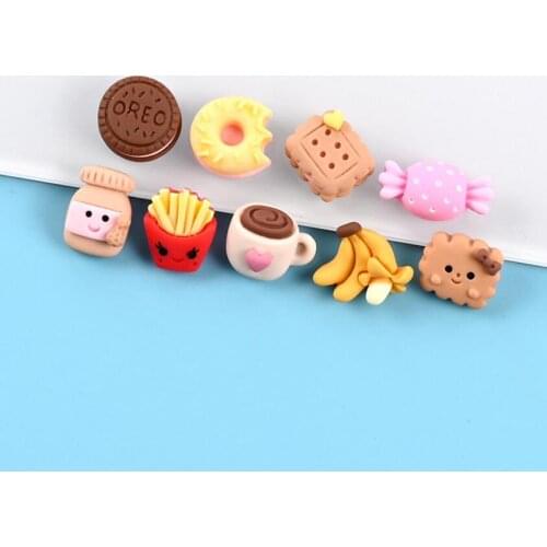 20pc/lot Simulation Biscuits Flat back Resin Cabochon Kawaii Fake Food Fit Phone Deco Parts DIY Scrapbooking Accessories Craft