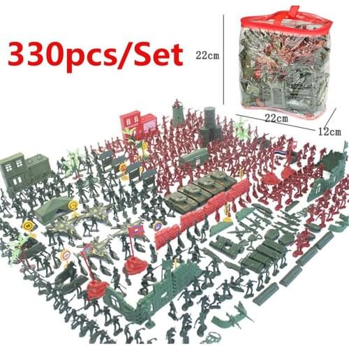 290pcs/330pcs/set Military Plastic Model Playset Kit Toy Army Men Figures & Accessories Decor Gift Model Toys For Children