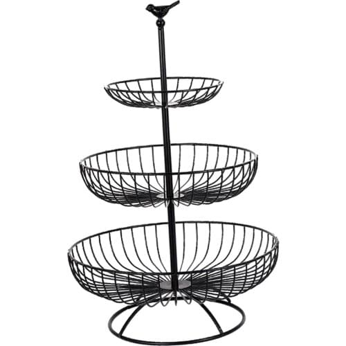 3-Tier Metal Wire Fruit Basket Free Standing Display Rack Bowl for Living Room, Dining Room, Kitchen